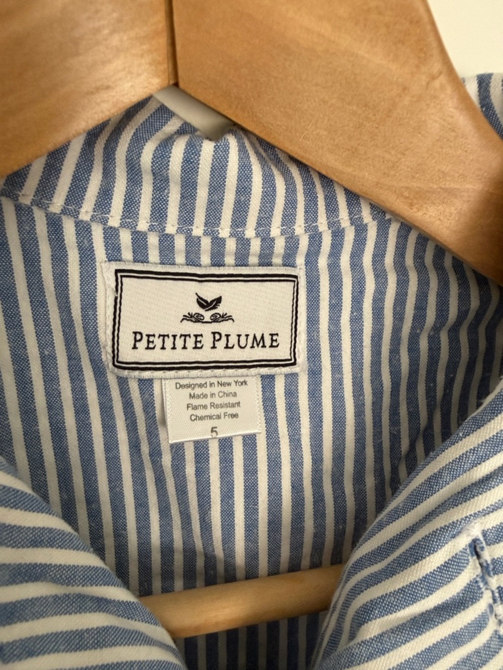 Petite Plume Kid's Twill Pajama Short Set in French Blue Heritage Stripe - Picture 2 of 5